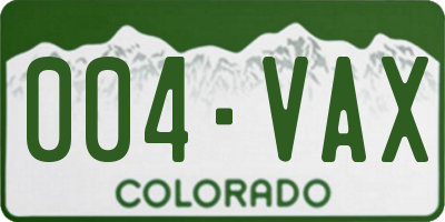 CO license plate 004VAX