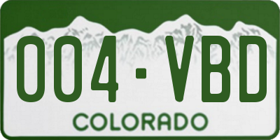 CO license plate 004VBD
