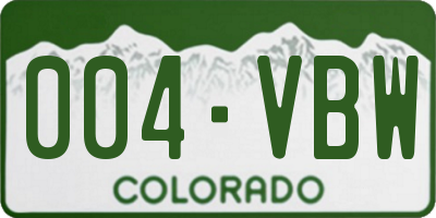 CO license plate 004VBW