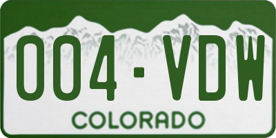 CO license plate 004VDW
