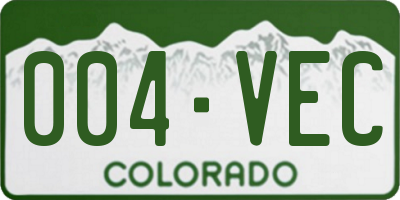 CO license plate 004VEC