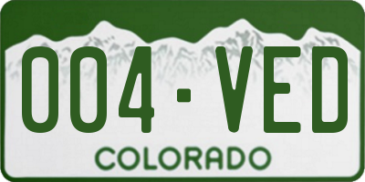 CO license plate 004VED