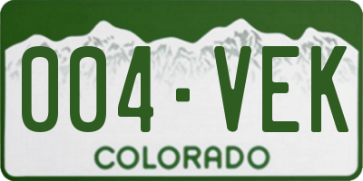 CO license plate 004VEK