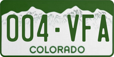 CO license plate 004VFA