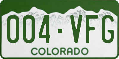 CO license plate 004VFG