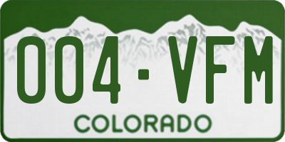 CO license plate 004VFM