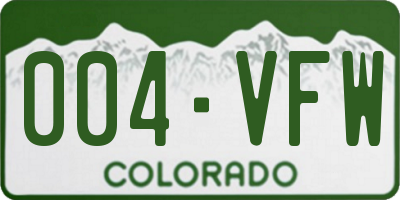 CO license plate 004VFW