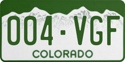 CO license plate 004VGF