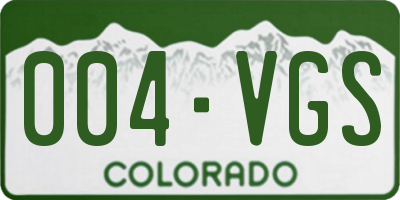 CO license plate 004VGS