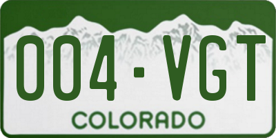 CO license plate 004VGT