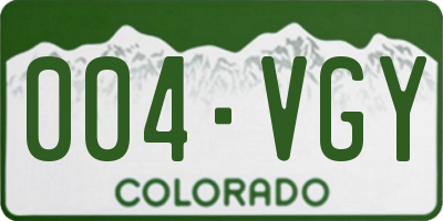 CO license plate 004VGY