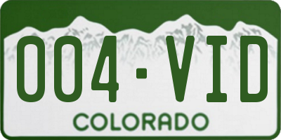 CO license plate 004VID