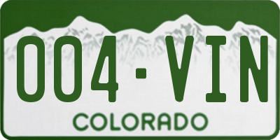 CO license plate 004VIN