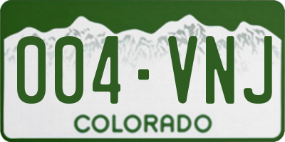 CO license plate 004VNJ
