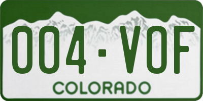 CO license plate 004VOF