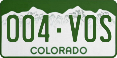 CO license plate 004VOS