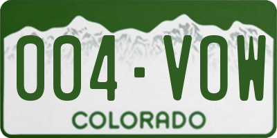 CO license plate 004VOW
