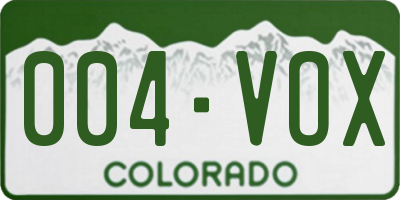 CO license plate 004VOX