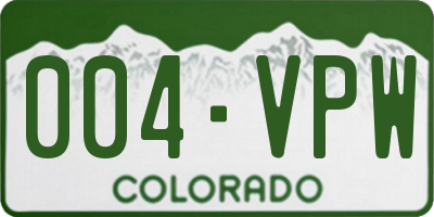 CO license plate 004VPW