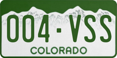 CO license plate 004VSS