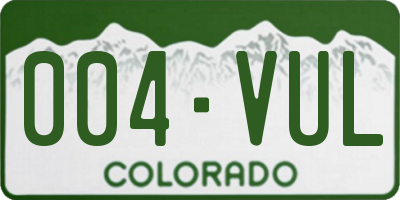 CO license plate 004VUL