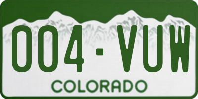 CO license plate 004VUW