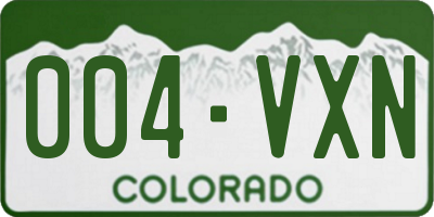 CO license plate 004VXN