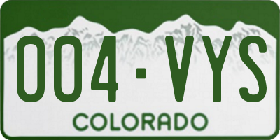 CO license plate 004VYS