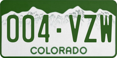 CO license plate 004VZW