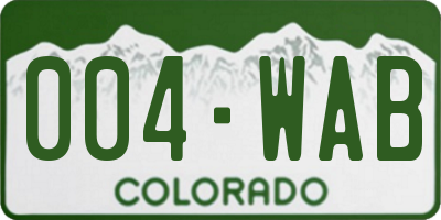 CO license plate 004WAB