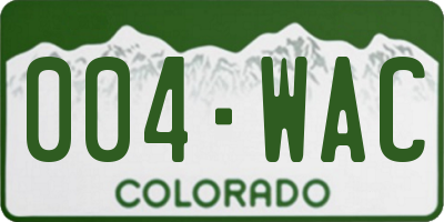 CO license plate 004WAC