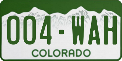 CO license plate 004WAH