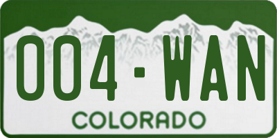 CO license plate 004WAN