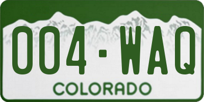 CO license plate 004WAQ
