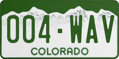 CO license plate 004WAV