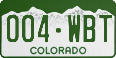 CO license plate 004WBT