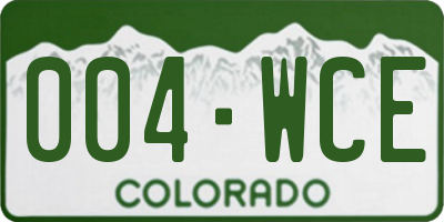 CO license plate 004WCE