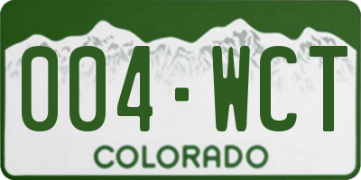 CO license plate 004WCT