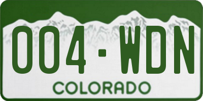 CO license plate 004WDN