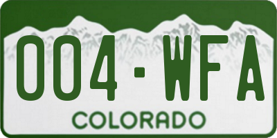 CO license plate 004WFA