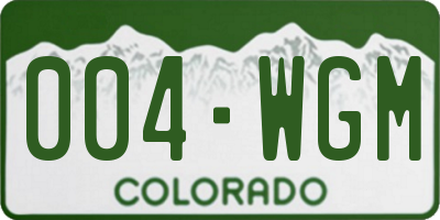 CO license plate 004WGM