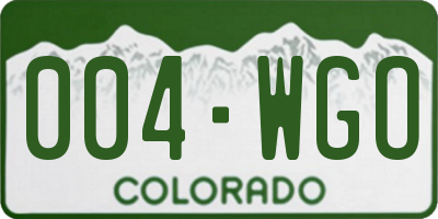 CO license plate 004WGO