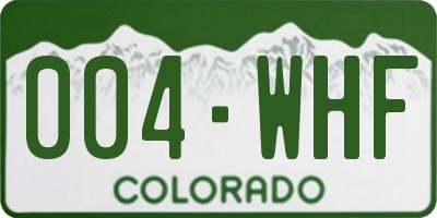 CO license plate 004WHF