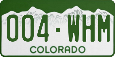 CO license plate 004WHM