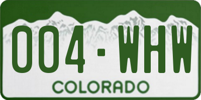 CO license plate 004WHW
