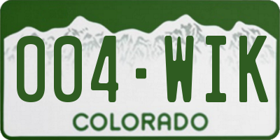 CO license plate 004WIK