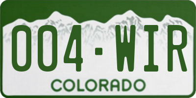 CO license plate 004WIR