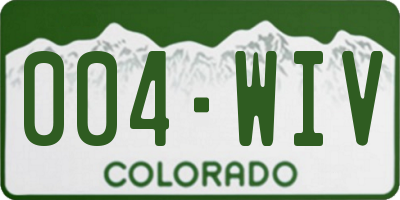 CO license plate 004WIV