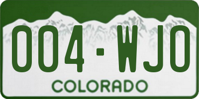 CO license plate 004WJO