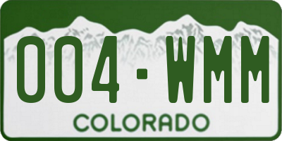 CO license plate 004WMM